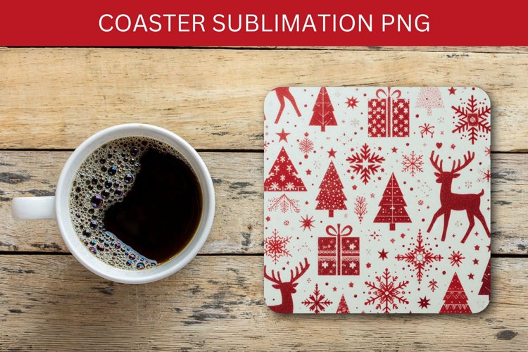 square coaster - christmas pattern example image 1