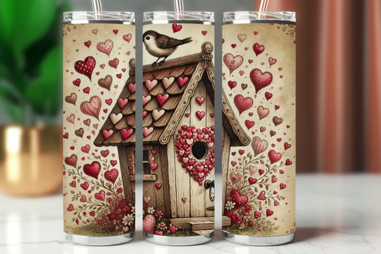 Valentine Tumbler Wrap 20 oz - bird nest