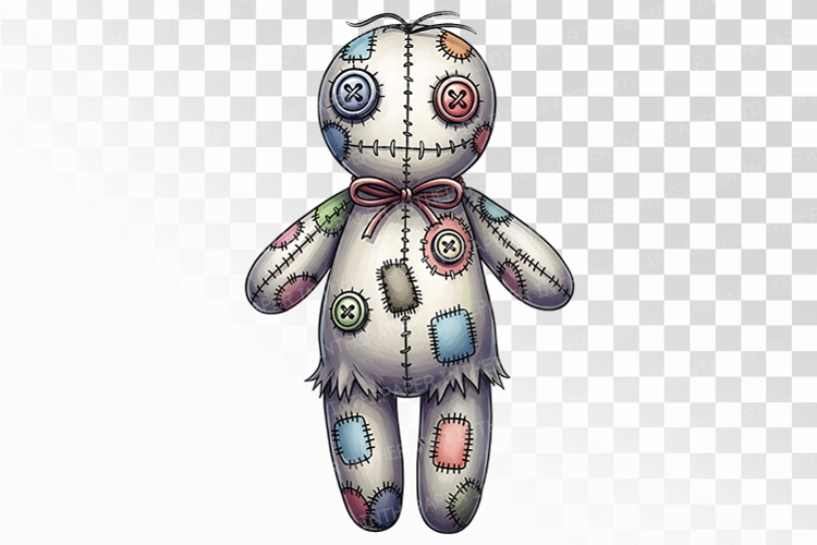 Pastel Patchwork Stitched Doll Halloween Voodoo PNG