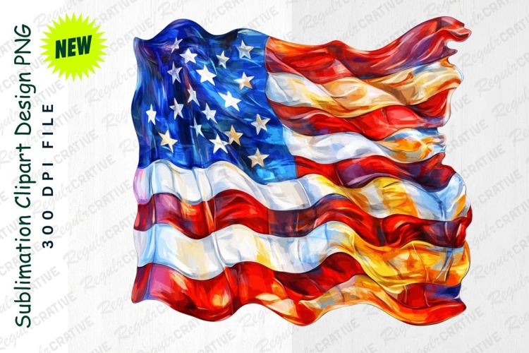 Artistic Waving American Flag Clipart Png