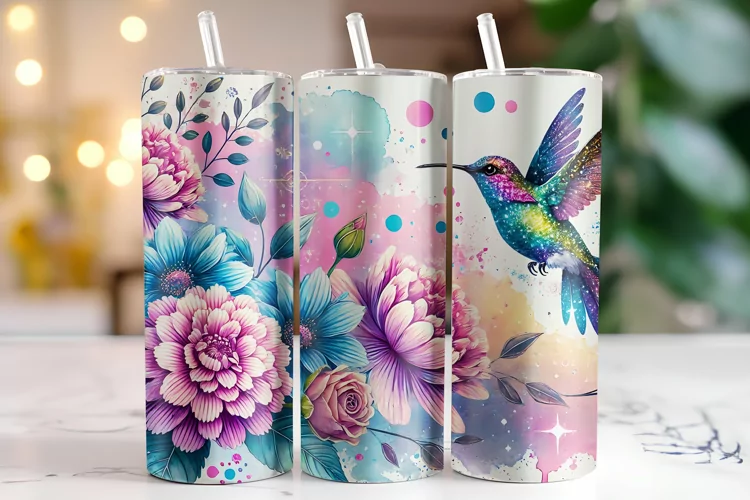 Bird & Flower Tumbler Wrap | Sublimation | Tumblers