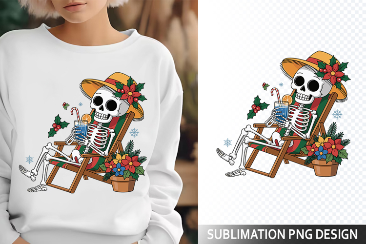 Funny Summer Skeleton Illustration - Sublimation PNG Design