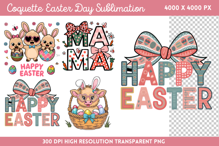 Coquette Easter Day Sublimation PNG