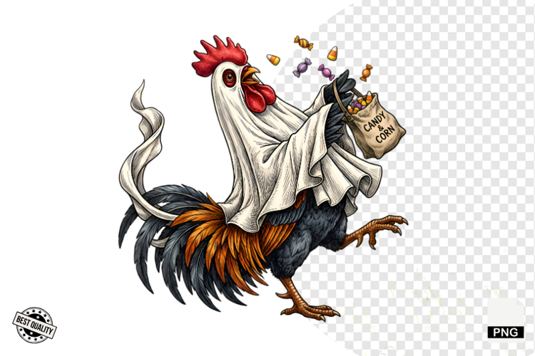 Halloween Ghost Chicken PNG
