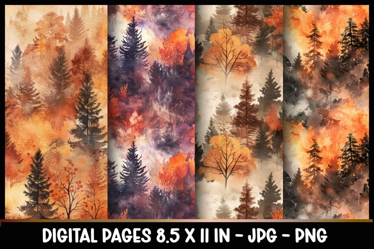 4 Warm Autumn Digital Papers I Junk Journal 8.5x11
