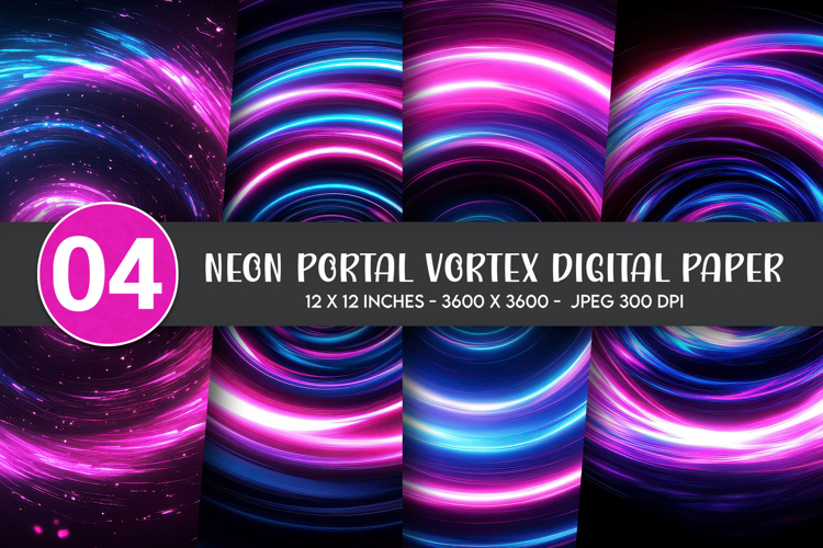 Neon Portal Vortex Digital Paper