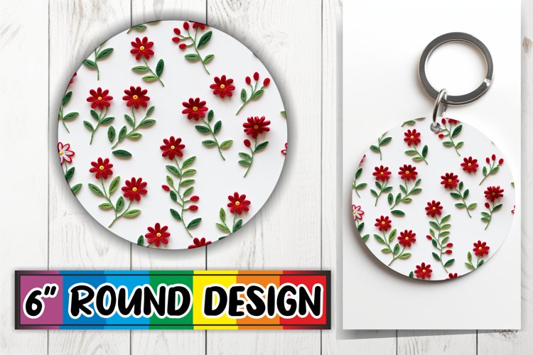 Blossoming 3D Embroidery - Sublimation Round Keychain