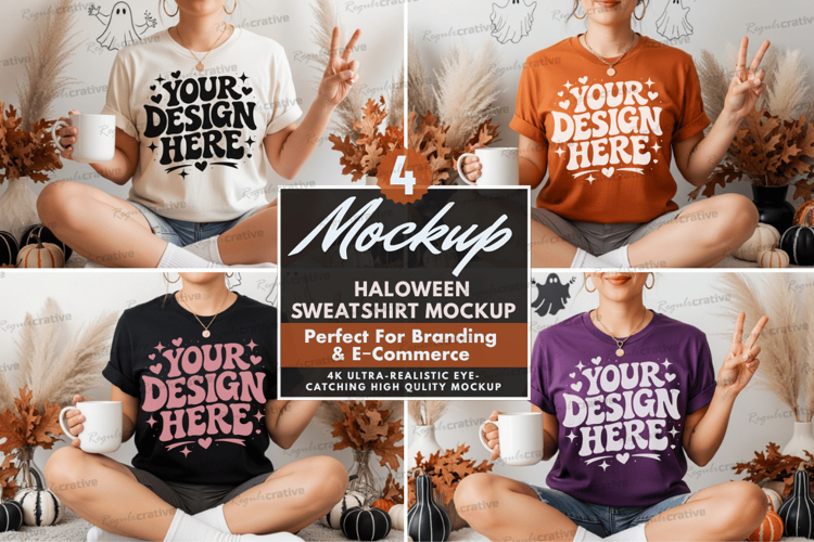 Halloween sweatshirt mockup, autumn mockup, festive mockup