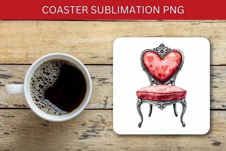 valentine square coaster - love chair