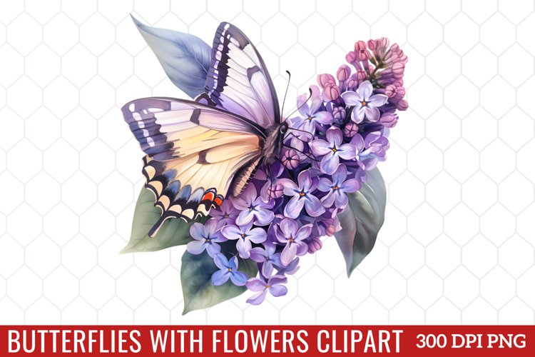 Butterflies With Flowers Clipart