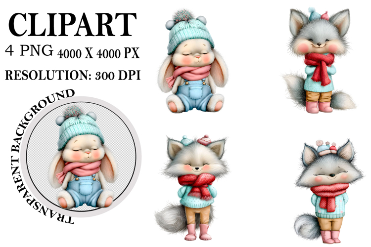 Whimsical Woodland Christmas Clipart Watercolor PNG example image 1