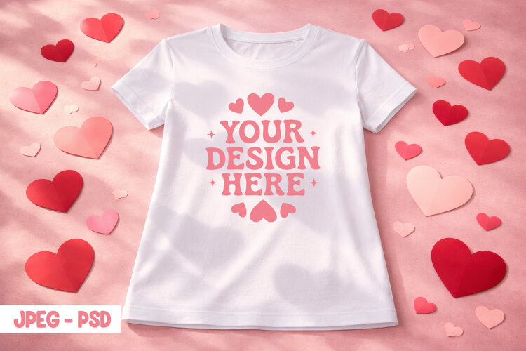 Valentine Kids T Shirt PSD JPEG Mockup example image 1