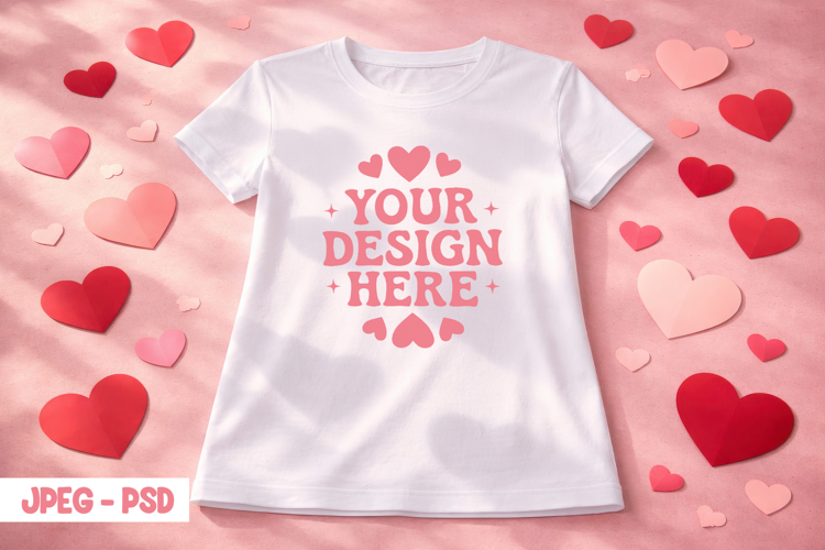 Valentine Kids T Shirt PSD JPEG Mockup