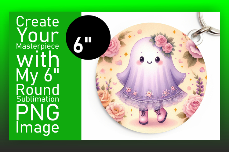 Playful Round Design for Keychains , Cute Ghost