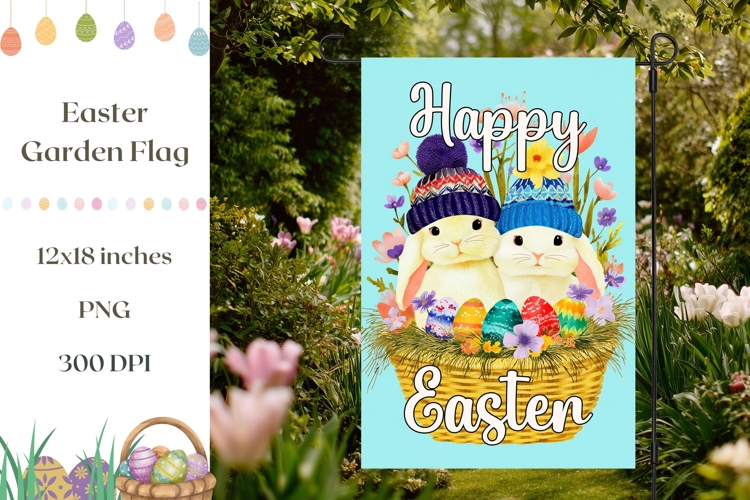 Easter Bunny Garden Flag Design, Easter Basket Garden Flag