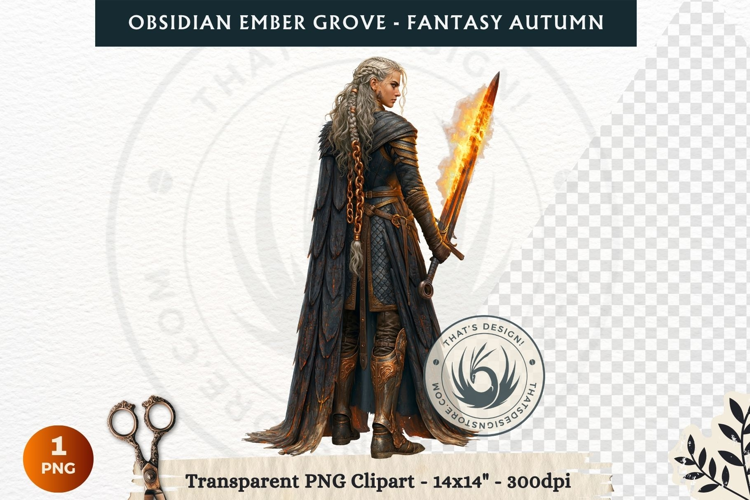 Dark Autumn Fantasy Clipart PNG for RPG Obsidian Ember Grove