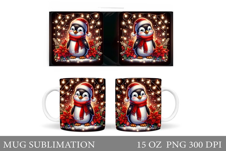 Christmas Penguin Mug Design. Christmas Mug Sublimation example image 1
