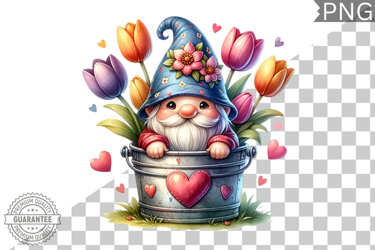 Spring Gnome Sublimation - Clipart PNG Design