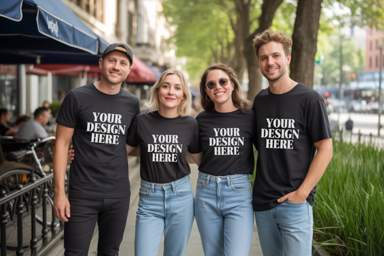 Bella Canvas 3001 Family Group Mockup | Matching T-Shirt Fla