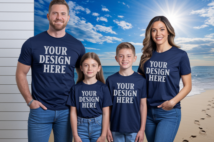 Bella Canvas 3001 Family Group T-Shirt Mockup