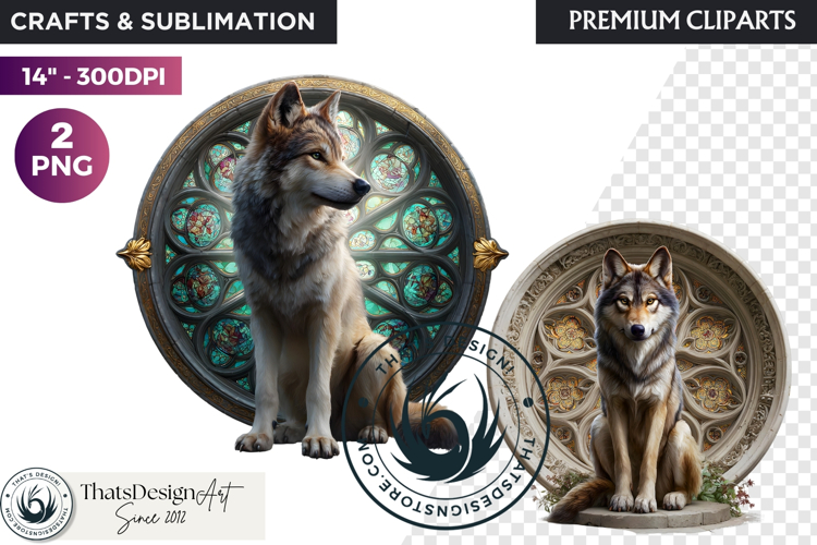 Watercolor Mystic Wolf Fantasy Clipart animal PNG Graphics