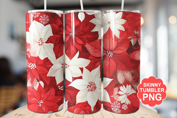 Christmas Flowers Tumbler | Christmas Tumbler Wrap