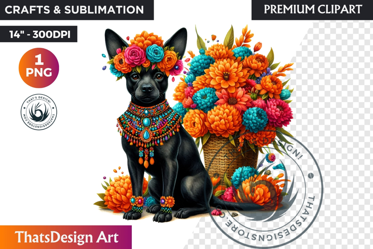 Floral Day of the Dead Clipart PNG sugar skull la catrina example image 1