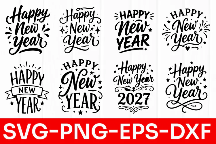 Happy New Year 2027 Lettering SVG PNG