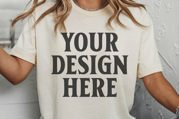 Comfort Colors 1717 Ivory T-Shirt mockup , CC 1717