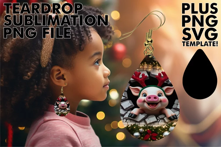 Funny Pig 3D Hole in Wall Sublimation Design