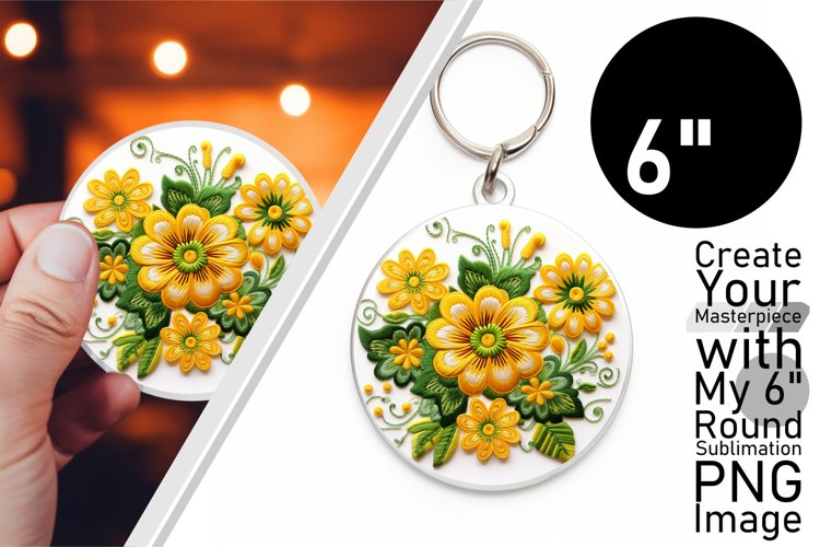 Colorful Blossom Embroidery Keychain example image 1