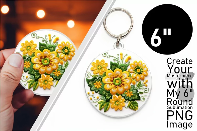 Colorful Blossom Embroidery Keychain