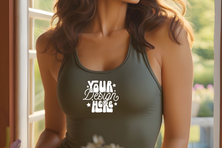 Next Level 1533 Military Green Mockup, Next Level Tank Top example image 1
