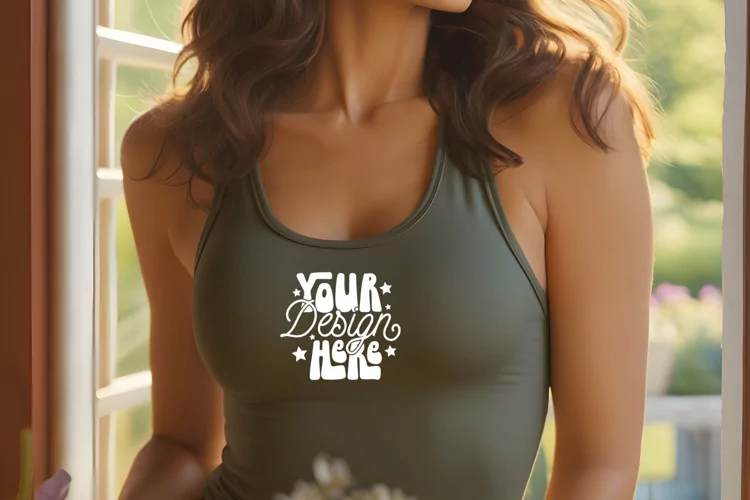 Next Level 1533 Military Green Mockup, Next Level Tank Top