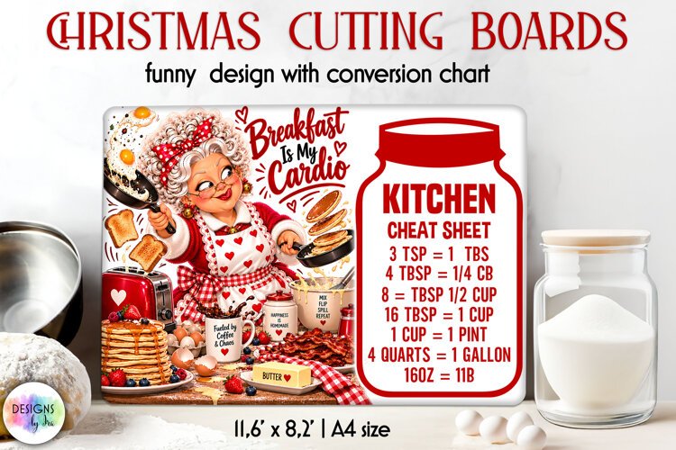 Breakfast Is My Cardio Christmas Cutting Board example image 1