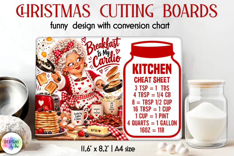 Breakfast Is My Cardio Christmas Cutting Board