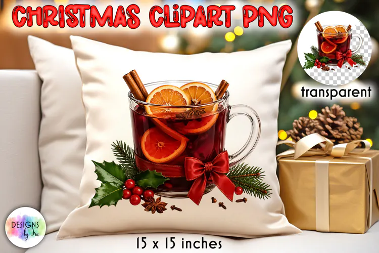 Christmas Mulled Wine With Orange and Cinnamon PNG