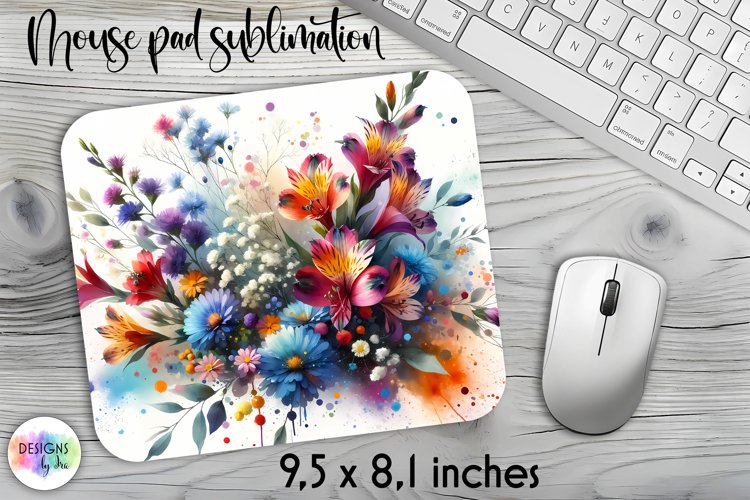 Summer Flowers Mouse Pad. Floral Mouse Pad Design example image 1