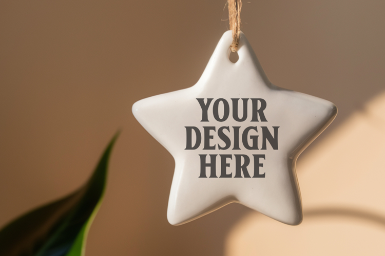 Christmas Star Ceramic Ornament Mockup | Holiday Star Tree
