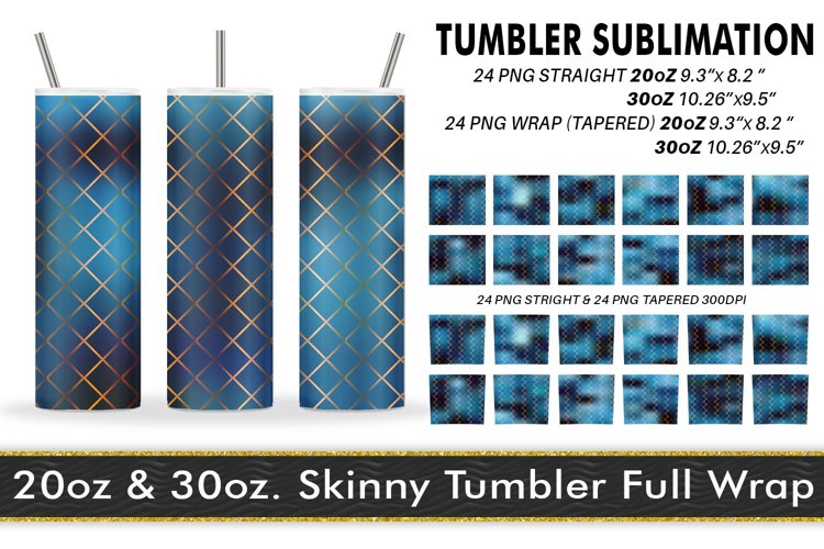 Sublimation Tumbler gold line grid dark blue gradient