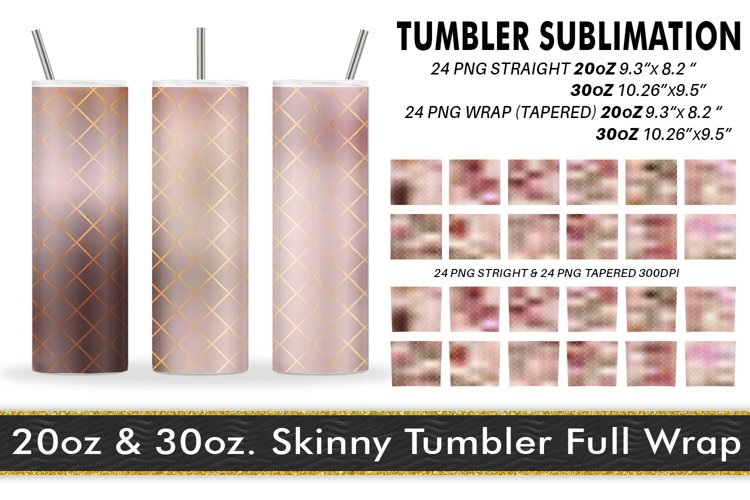 Sublimation Tumbler gold line grid pink gradient