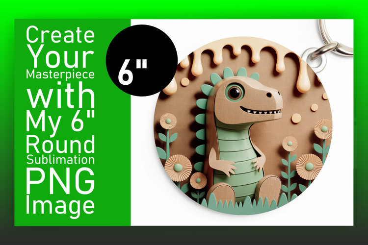 Cute Round Design Coaster PNG , Cute Dino