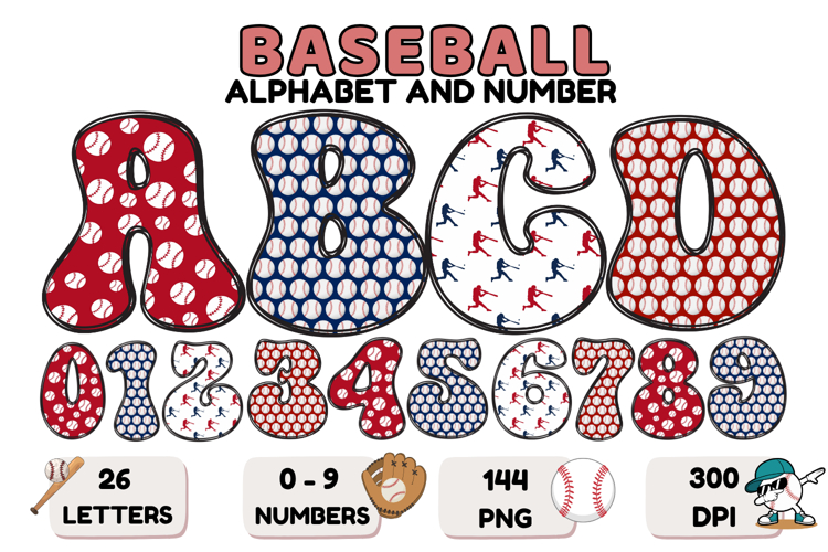 Baseball Sport Alphabet png clipart, baseball letters doodle