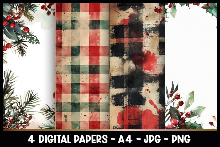 4 Christmas Digital Papers I Christmas Junk Journal Pages