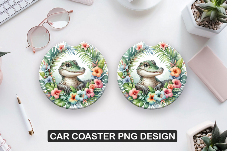 Crocodile Car Coaster Sublimation| Animal Coaster PNG
