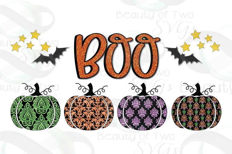 Halloween Pumpkins Boo Damusk Sublimation Design png 300 dpi example image 1