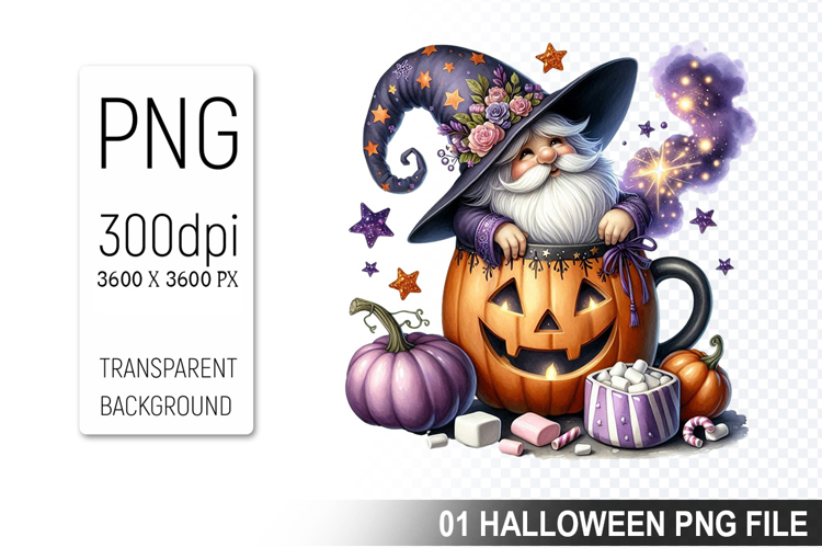 Halloween Coffee Cup Gnome, Halloween Clipart PNG File