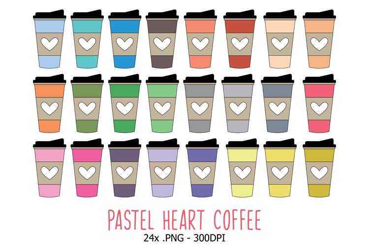 Pastel Heart Coffee Clip art example image 1