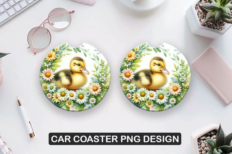 Duck Sitting Car Coaster Sublimation| Animal Coaster PNG