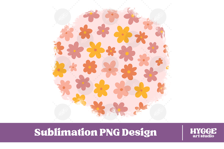 Retro Flowers Background Png Floral Paper Sublimation Splash